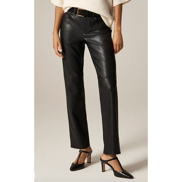 J.Crew Pants - J.Crew Faux Leather KATE Black Slacks Pants size 14
